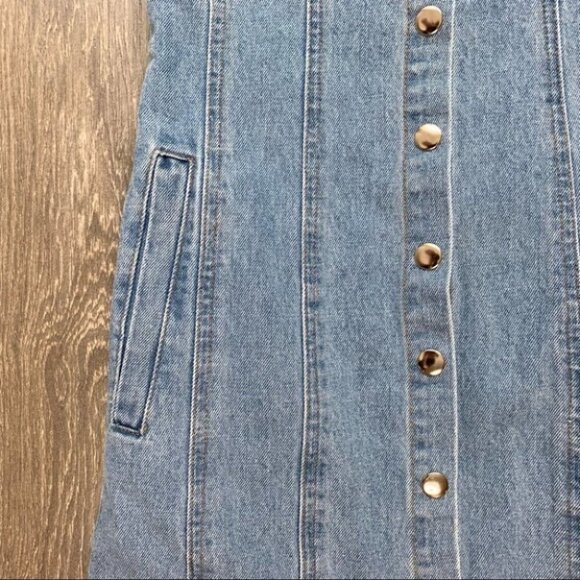 Urban Outfitters BDG Denim Mini Dress Snap Button Light wash Blue western XS - Picture 9 of 16